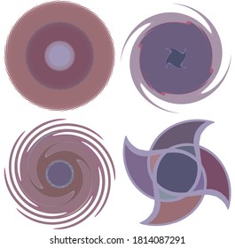 Abstract spiral, swirl, twirl and vortex shapes in smooth, pastel color
