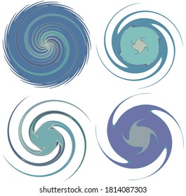Abstract spiral, swirl, twirl and vortex shapes in smooth, pastel color