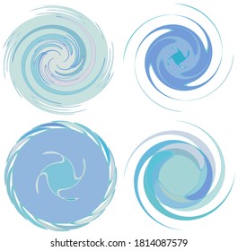 Abstract spiral, swirl, twirl and vortex shapes in smooth, pastel color