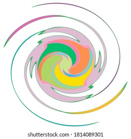 Abstract spiral, swirl, twirl and vortex shapes in vivid, vibrant colors
