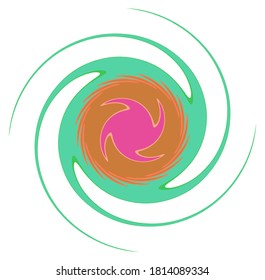 Abstract spiral, swirl, twirl and vortex shapes in vivid, vibrant colors