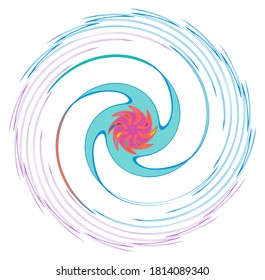 Abstract spiral, swirl, twirl and vortex shapes in vivid, vibrant colors