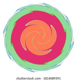 Abstract spiral, swirl, twirl and vortex shapes in vivid, vibrant colors