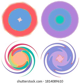 Abstract spiral, swirl, twirl and vortex shapes in smooth, pastel color