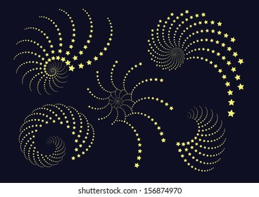 Abstract spiral symbols made out of stars.