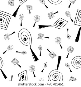 Abstract spiral trees. Seamless pattern of spiral objects. Rackets