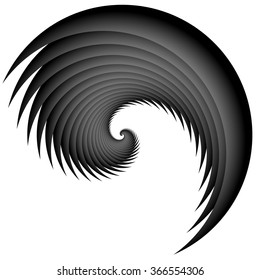 Abstract spiral, twirl element, volute shape. Vector.