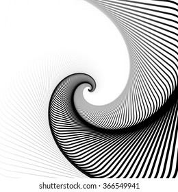 Abstract spiral, twirl monochrome background. Editable vector.