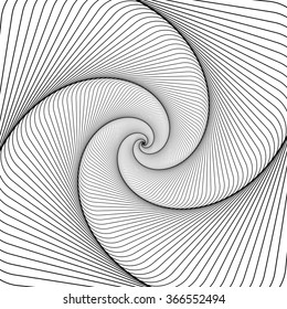 Abstract spiral, twirl monochrome background. Editable vector.