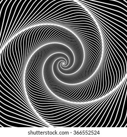 Abstract spiral, twirl monochrome background. Editable vector.