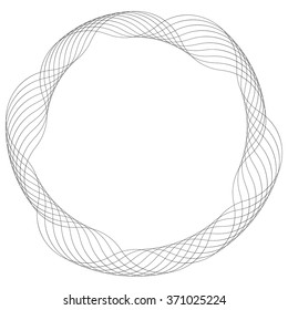Abstract spiral, twirl, swirl element isolated on white with thin intersecting line.