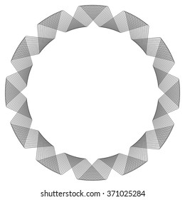 Abstract spiral, twirl, swirl element isolated on white with thin intersecting line.