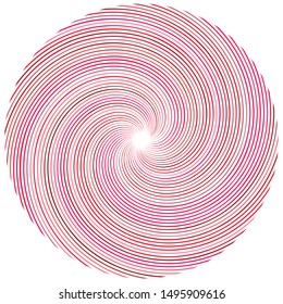 Abstract spiral, twist. Radial swirl, twirl curvy, wavy lines element. Circular, concentric loop pattern. Revolve, whirl design. Whirlwind, whirlpool illustration