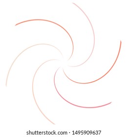 Abstract spiral, twist. Radial swirl, twirl curvy, wavy lines element. Circular, concentric loop pattern. Revolve, whirl design. Whirlwind, whirlpool illustration