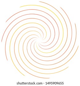 Abstract spiral, twist. Radial swirl, twirl curvy, wavy lines element. Circular, concentric loop pattern. Revolve, whirl design. Whirlwind, whirlpool illustration