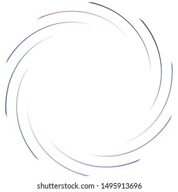 Abstract spiral, twist. Radial swirl, twirl curvy, wavy lines element. Circular, concentric loop pattern. Revolve, whirl design. Whirlwind, whirlpool illustration
