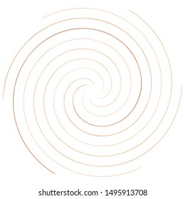 Abstract spiral, twist. Radial swirl, twirl curvy, wavy lines element. Circular, concentric loop pattern. Revolve, whirl design. Whirlwind, whirlpool illustration
