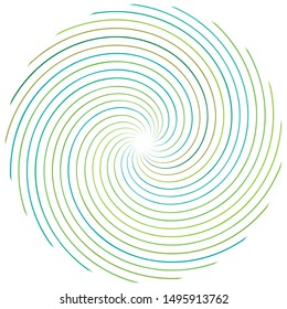 Abstract Spiral, Twist. Radial Swirl, Twirl Curvy, Wavy Lines Element. Circular, Concentric Loop Pattern. Revolve, Whirl Design. Whirlwind, Whirlpool Illustration