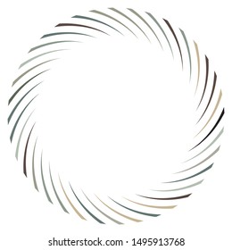 Abstract spiral, twist. Radial swirl, twirl curvy, wavy lines element. Circular, concentric loop pattern. Revolve, whirl design. Whirlwind, whirlpool illustration