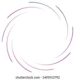 Abstract spiral, twist. Radial swirl, twirl curvy, wavy lines element. Circular, concentric loop pattern. Revolve, whirl design. Whirlwind, whirlpool illustration