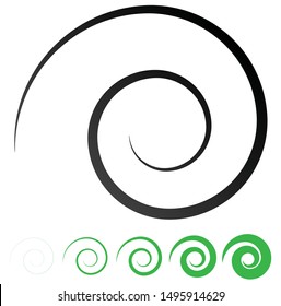 Abstract Spiral, Twist. Radial Swirl, Twirl Curvy, Wavy Lines Element. Circular, Concentric Loop Pattern. Revolve, Whirl Design. Whirlwind, Whirlpool Illustration