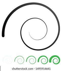 Abstract spiral, twist. Radial swirl, twirl curvy, wavy lines element. Circular, concentric loop pattern. Revolve, whirl design. Whirlwind, whirlpool illustration