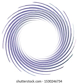 Abstract spiral, twist. Radial swirl, twirl curvy, wavy lines element. Circular, concentric loop pattern. Revolve, whirl design. Whirlwind, whirlpool illustration