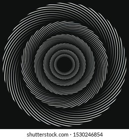 Abstract Spiral, Twist. Radial Swirl, Twirl Curvy, Wavy Lines Element. Circular, Concentric Loop Pattern. Revolve, Whirl Design. Whirlwind, Whirlpool Illustration