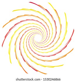 Abstract spiral, twist. Radial swirl, twirl curvy, wavy lines element. Circular, concentric loop pattern. Revolve, whirl design. Whirlwind, whirlpool illustration