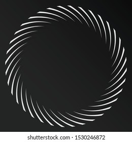 Abstract spiral, twist. Radial swirl, twirl curvy, wavy lines element. Circular, concentric loop pattern. Revolve, whirl design. Whirlwind, whirlpool illustration
