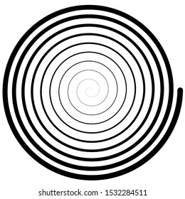 Abstract spiral, twist. Radial swirl, twirl curvy, wavy lines element. Circular, concentric loop pattern. Revolve, whirl design. Whirlwind illustration