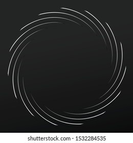 Abstract spiral, twist. Radial swirl, twirl curvy, wavy lines element. Circular, concentric loop pattern. Revolve, whirl design. Whirlwind illustration