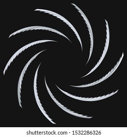 Abstract spiral, twist. Radial swirl, twirl curvy, wavy lines element. Circular, concentric loop pattern. Revolve, whirl design. Whirlwind, whirlpool illustration