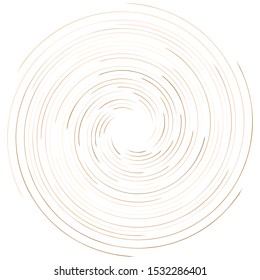 Abstract spiral, twist. Radial swirl, twirl curvy, wavy lines element. Circular, concentric loop pattern. Revolve, whirl design. Whirlwind, whirlpool illustration