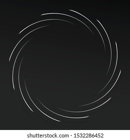 Abstract spiral, twist. Radial swirl, twirl curvy, wavy lines element. Circular, concentric loop pattern. Revolve, whirl design. Whirlwind, whirlpool illustration
