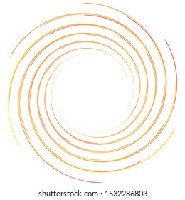 Abstract spiral, twist. Radial swirl, twirl curvy, wavy lines element. Circular, concentric loop pattern. Revolve, whirl design. Whirlwind, whirlpool illustration
