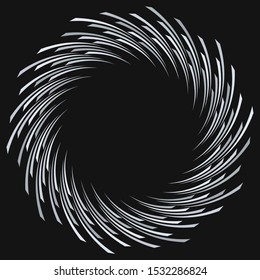 Abstract spiral, twist. Radial swirl, twirl curvy, wavy lines element. Circular, concentric loop pattern. Revolve, whirl design. Whirlwind, whirlpool illustration