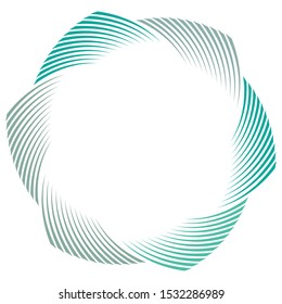 Abstract spiral, twist. Radial swirl, twirl curvy, wavy lines element. Circular, concentric loop pattern. Revolve, whirl design. Whirlwind, whirlpool illustration