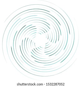 Abstract spiral, twist. Radial swirl, twirl curvy, wavy lines element. Circular, concentric loop pattern. Revolve, whirl design. Whirlwind, whirlpool illustration