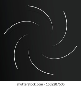 Abstract spiral, twist. Radial swirl, twirl curvy, wavy lines element. Circular, concentric loop pattern. Revolve, whirl design. Whirlwind, whirlpool illustration