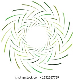 Abstract spiral, twist. Radial swirl, twirl curvy, wavy lines element. Circular, concentric loop pattern. Revolve, whirl design. Whirlwind, whirlpool illustration