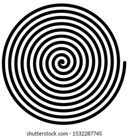 Abstract spiral, twist. Radial swirl, twirl curvy, wavy lines element. Circular, concentric loop pattern. Revolve, whirl design. Whirlwind, whirlpool illustration