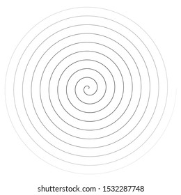 Abstract spiral, twist. Radial swirl, twirl curvy, wavy lines element. Circular, concentric loop pattern. Revolve, whirl design. Whirlwind, whirlpool illustration
