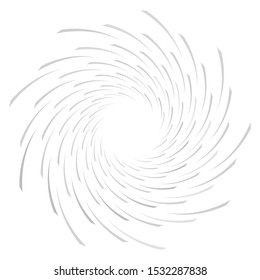 Abstract spiral, twist. Radial swirl, twirl curvy, wavy lines element. Circular, concentric loop pattern. Revolve, whirl design. Whirlwind, whirlpool illustration