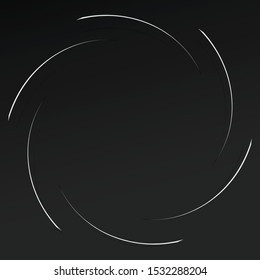 Abstract spiral, twist. Radial swirl, twirl curvy, wavy lines element. Circular, concentric loop pattern. Revolve, whirl design. Whirlwind, whirlpool illustration