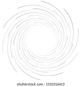Abstract spiral, twist. Radial swirl, twirl curvy, wavy lines element. Circular, concentric loop pattern. Revolve, whirl design. Whirlwind, whirlpool illustration