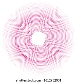 Abstract spiral, twist. Radial swirl, twirl curvy, wavy lines element. Circular, concentric loop pattern. Revolve, whirl design. Whirlwind, whirlpool illustration
