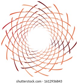 Abstract spiral, twist. Radial swirl, twirl curvy, wavy lines element. Circular, concentric loop pattern. Revolve, whirl design. Whirlwind, illustration