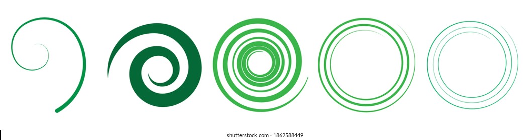 Abstract spiral, twist. Radial swirl, twirl curvy lines element. Circular, concentric loop-hook. Revolved whirl design shape, Whirlwind, whirlpool illustration. Radiating volute, whirligig, curlicue