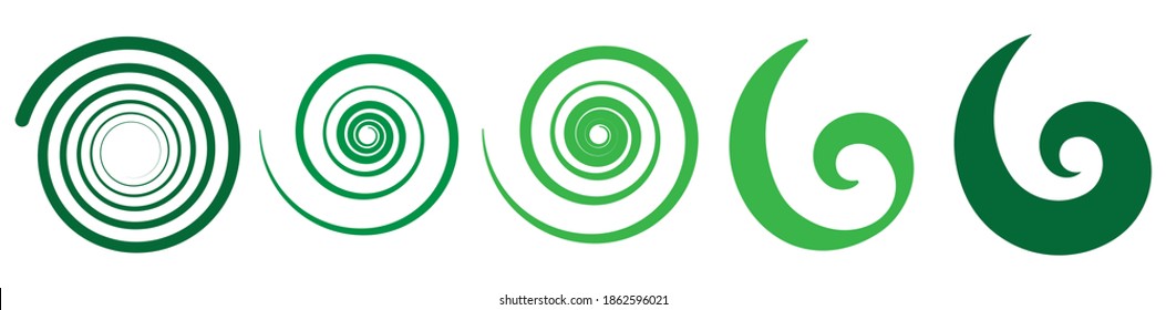 Abstract spiral, twist. Radial swirl, twirl curvy lines element. Circular, concentric loop-hook. Revolved whirl design shape, Whirlwind, whirlpool illustration. Radiating volute, whirligig, curlicue